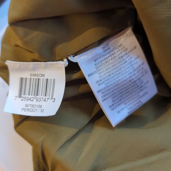 BCBG Max Azria Simsom Cocktail Dress 12 Olive Green Crinkled Taffeta Rouched - Picture 6 of 6